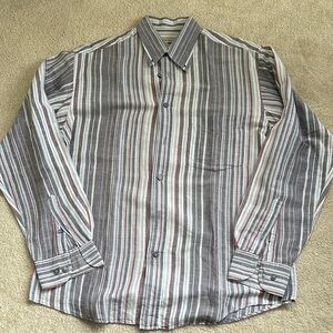 Striped Men's Shirt - casual linen button shirt